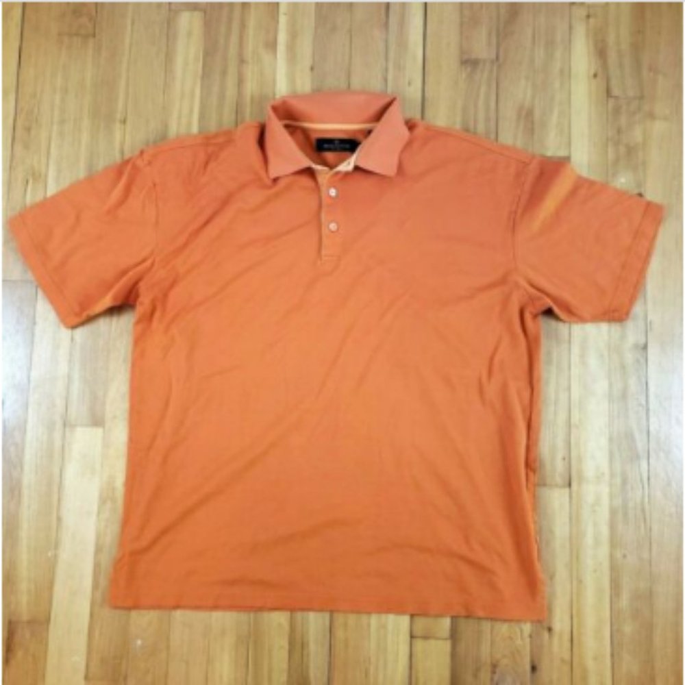Bugatchi Uomo Mens Golf Polo Shirt Orange Sz XL